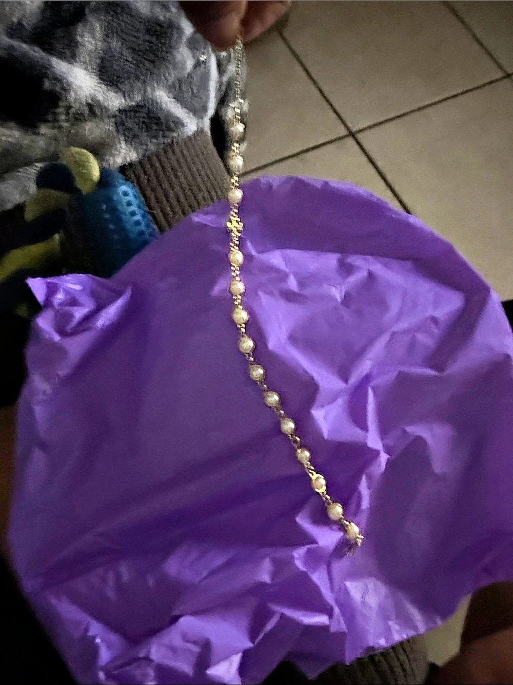 Tory Burch Kira Pearl Chain Bracelet Beaded Bracelet in Gold & White NWT